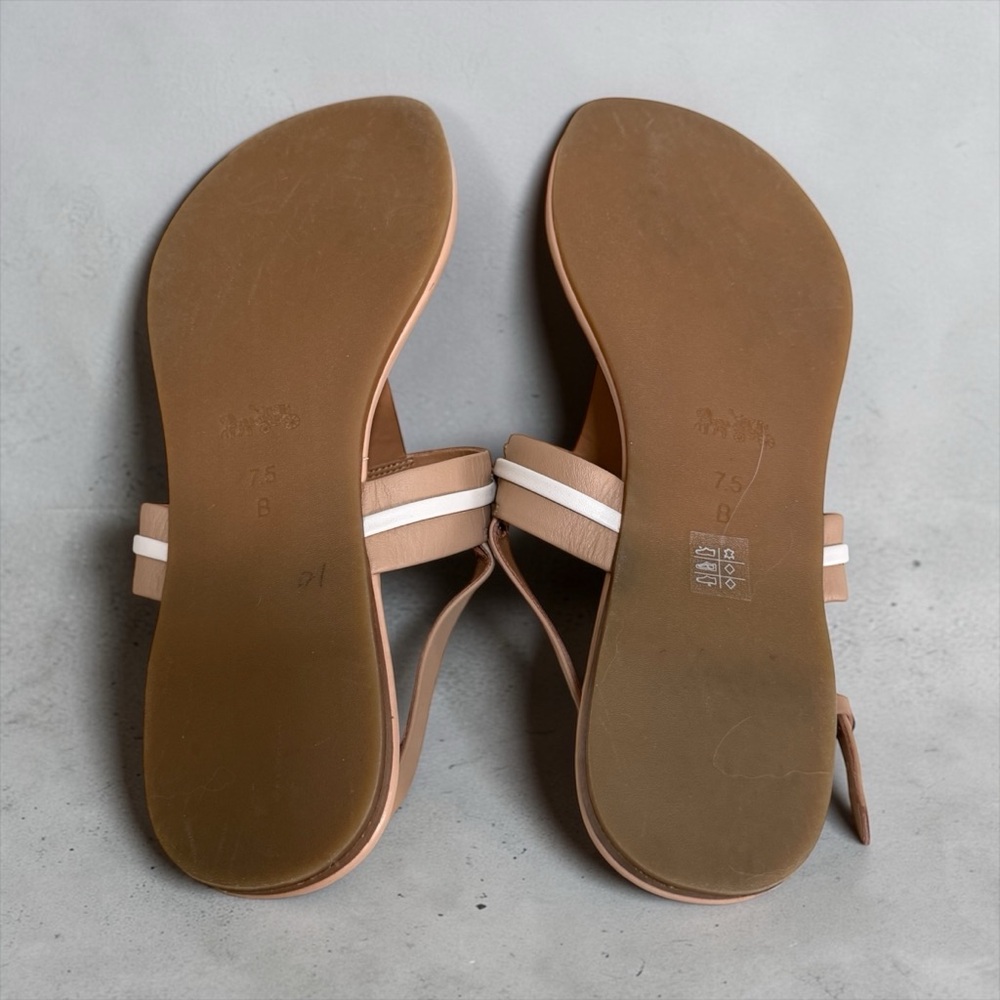 COACH Women's Caterine Nude and White T-Strap Thong Sandals! Size 7.5 - Picture 6 of 10